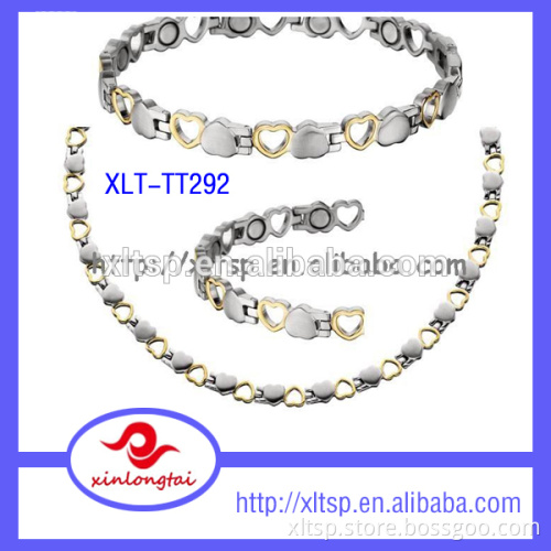 Women necklace set jewelry gold titanium magnetic bracelet